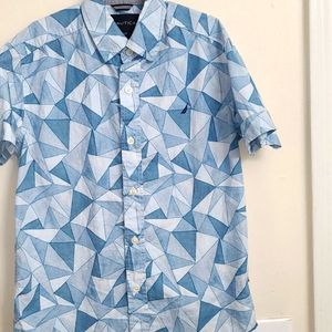 BLUE PRINTED BUTTON DOWN